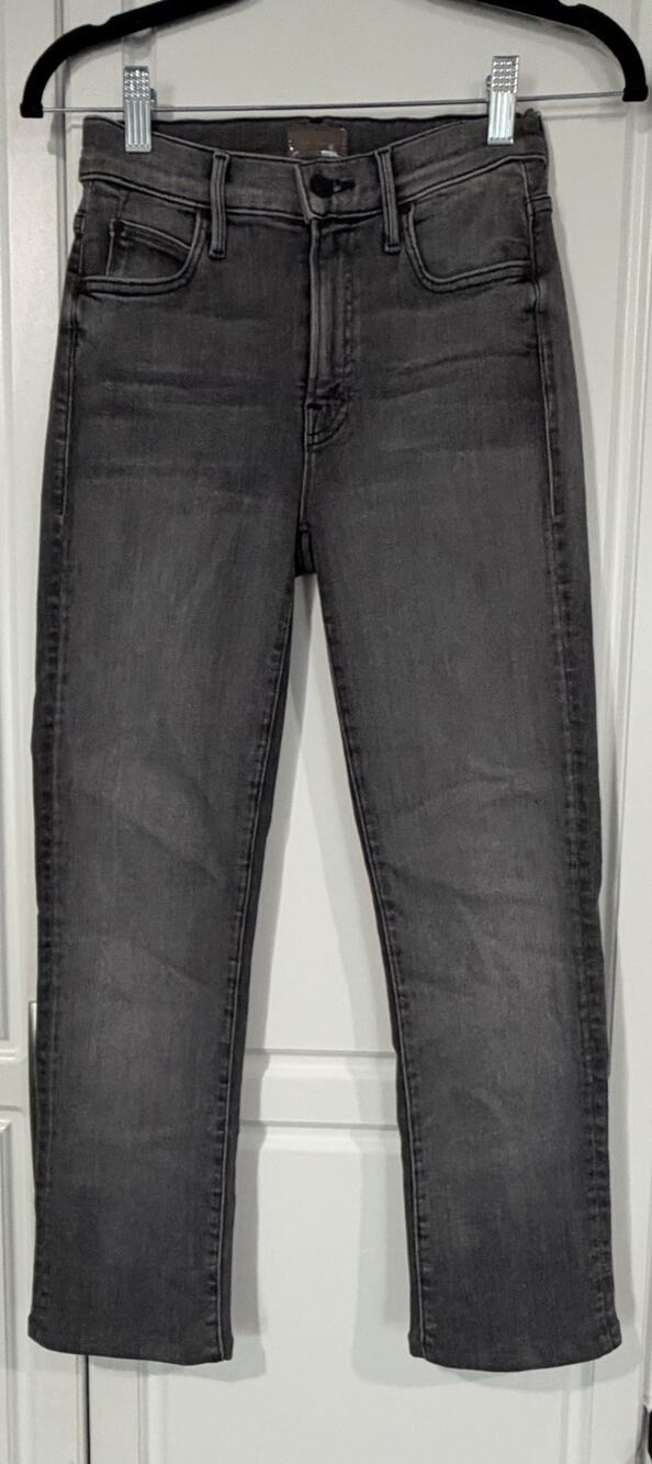 Mother Rascal Flood Jeans 23 Magic 8 Ball Gray Straight Leg Stretch